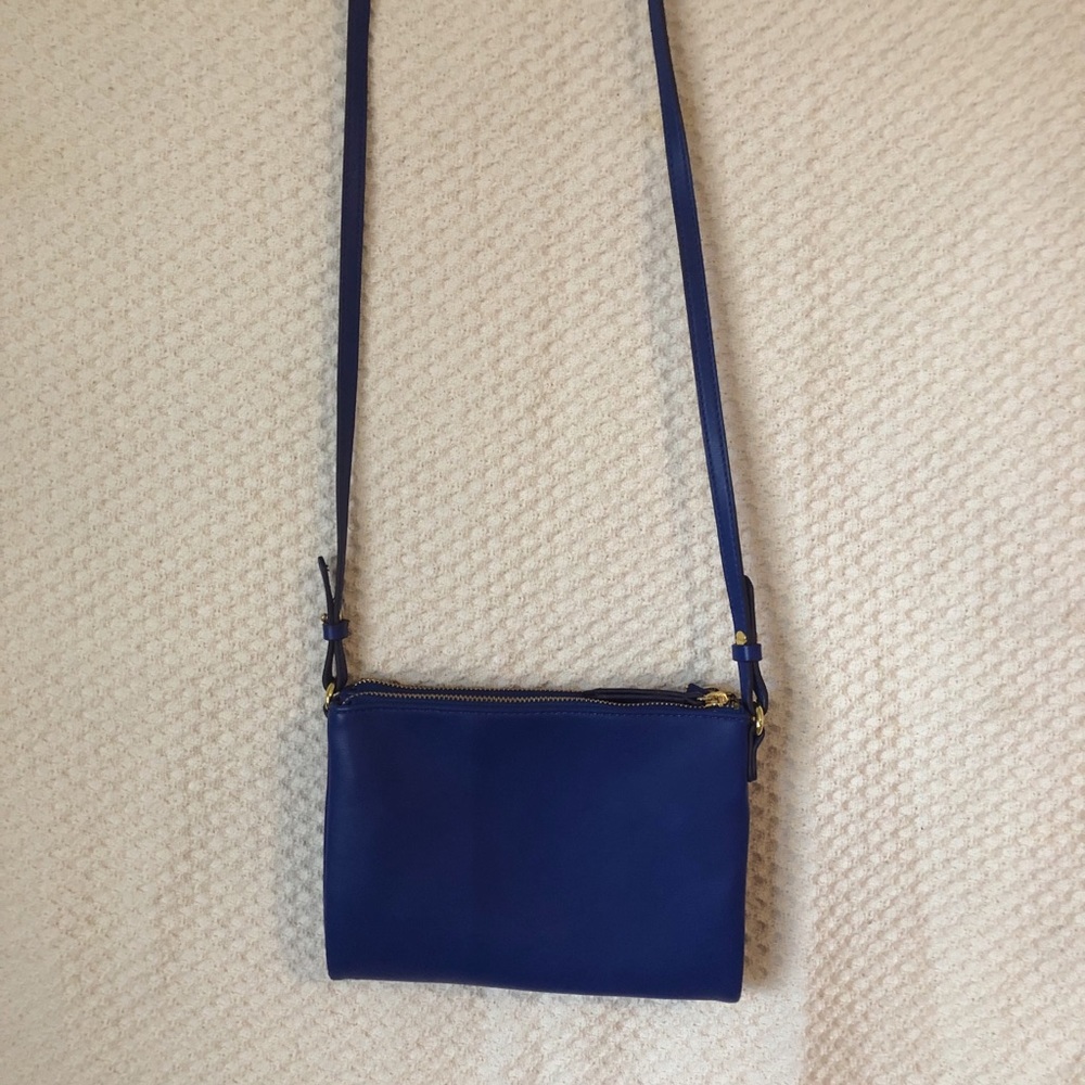 Blue Crossbody Bag with Gold Accents